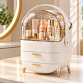 Organizador de maquillaje con tapa transparente, cajones y asa para guardar cosméticos y accesorios