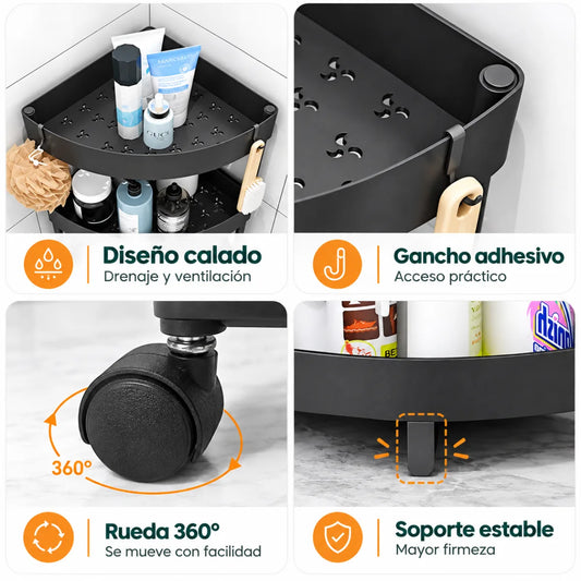 Organizador Esquinero de 5 Niveles con Ruedas Giratorias 360°