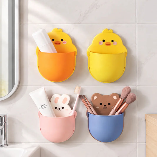 Organizador de pared infantil con diseño de animal para guardar cepillos, útiles y accesorios
