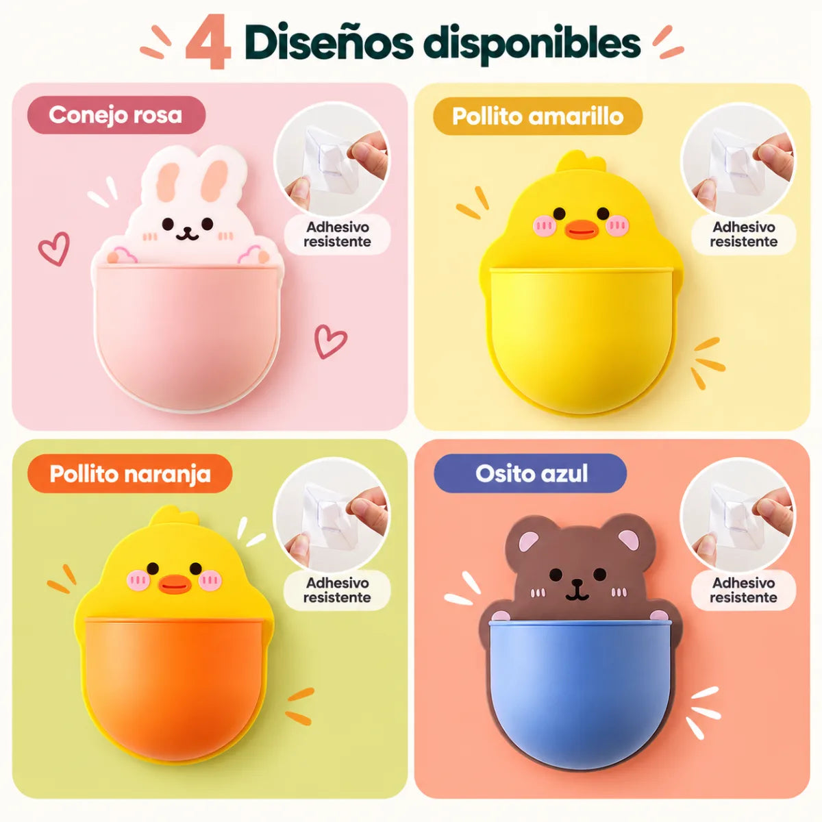 Organizador infantil de pared disponible en cuatro diseños y diferentes colores
