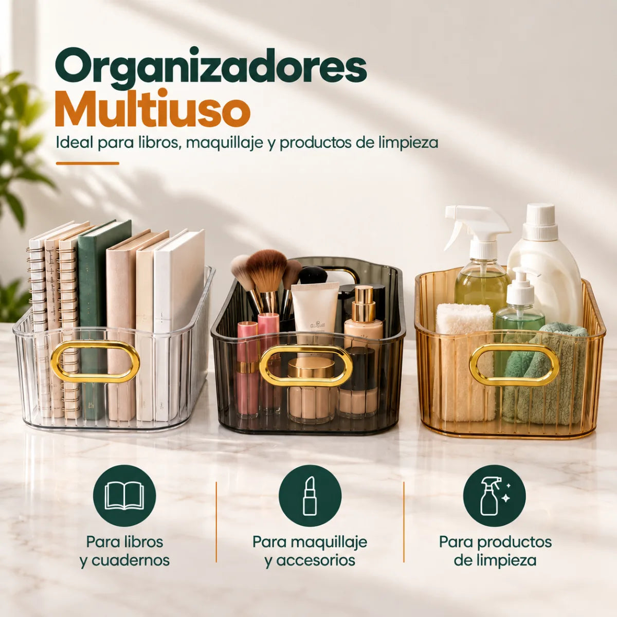 Organizador multiuso para baño y tocador disponible en diferentes tamaños y modelos