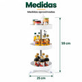 Organizador giratorio de especias de 3 niveles de aproximadamente 59 cm de alto y 25 cm de ancho