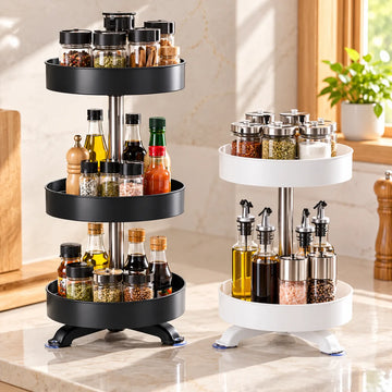 Organizador giratorio de condimentos de 3 niveles para frascos, especias, aceites y botellas de cocina