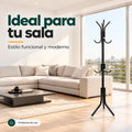 Perchero de piso con ganchos para organizar chaquetas, carteras y prendas en la sala