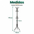 Perchero de pie de 175 cm de alto y base de 43 cm de ancho
