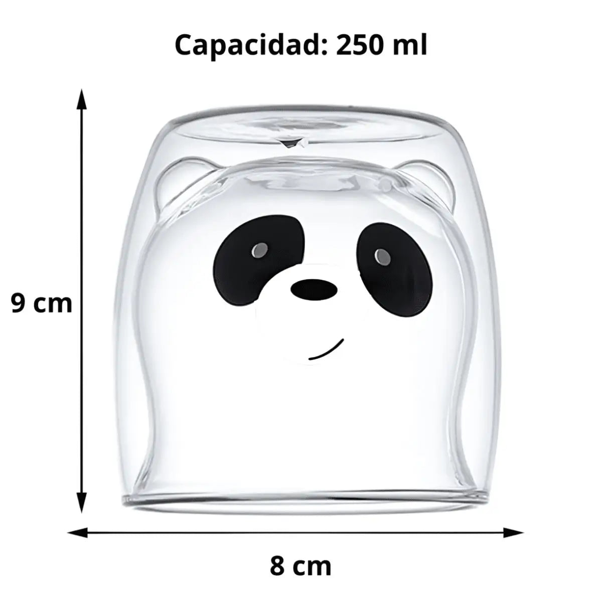 Medidas del vaso de vidrio Panda 250 ml capacidad