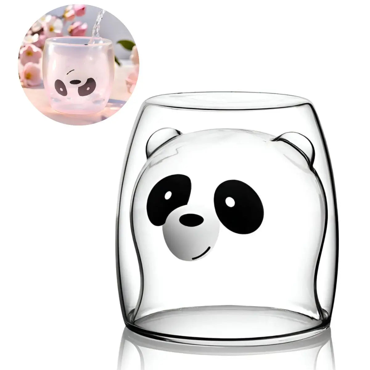 Vaso de Vidrio Borosilicato Doble Capa Modelo Panda