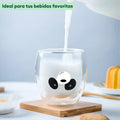 Vaso de vidrio Panda ideal para leche o bebidas calientes