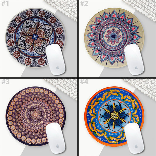 Mouse Pad Circular Con Diseños De Mandalas